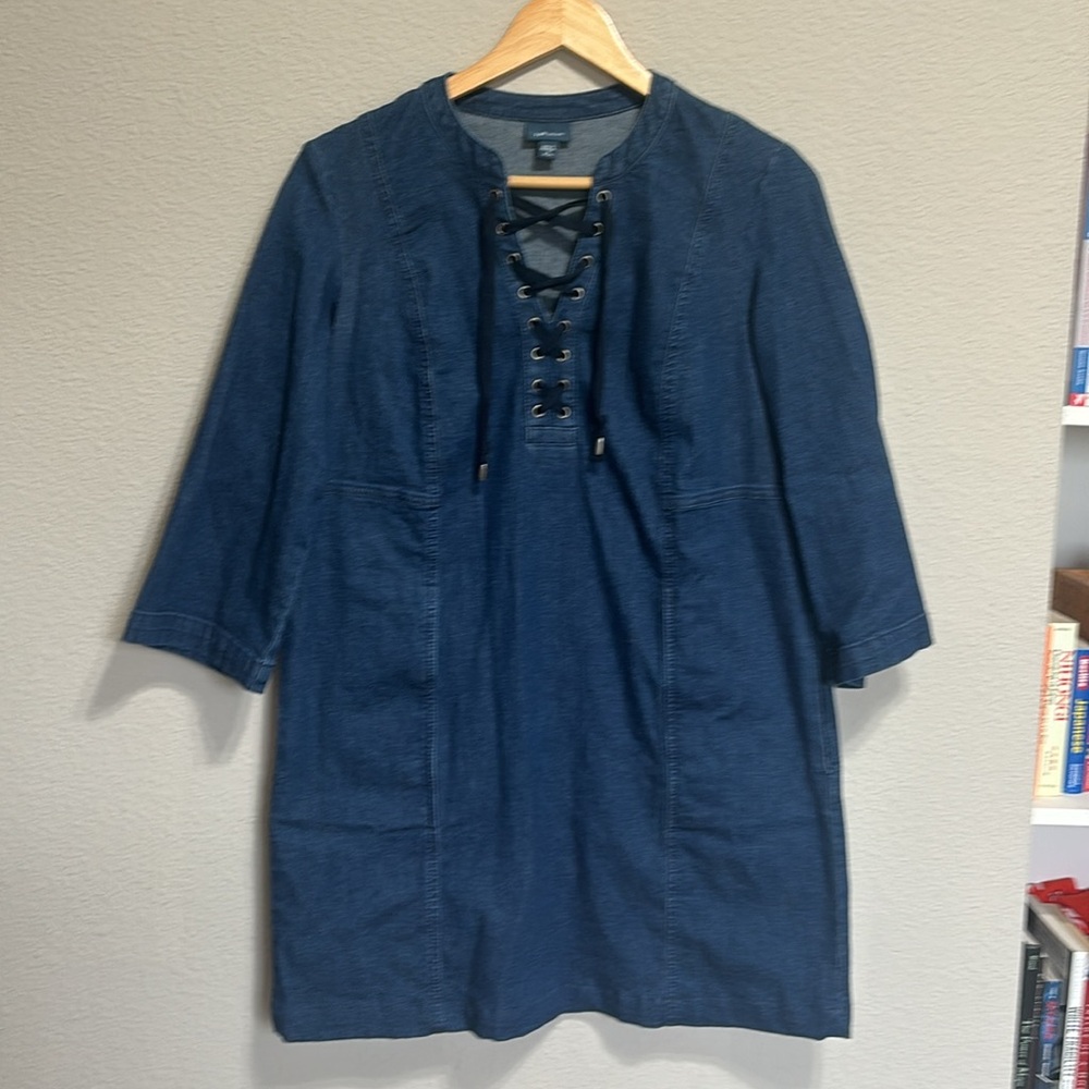 J Jill Denim Petite Small oversized lace up dress